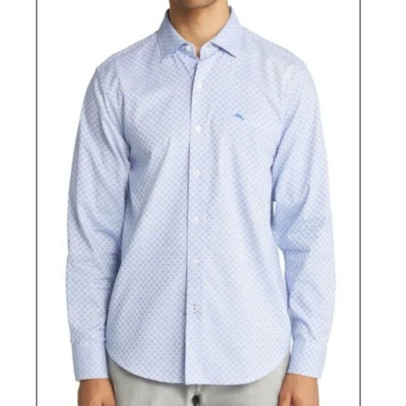 Tommy Bahama Men’s Blue and White Long Sleeve Button Down Shirt Size Large - Picture 1 of 8